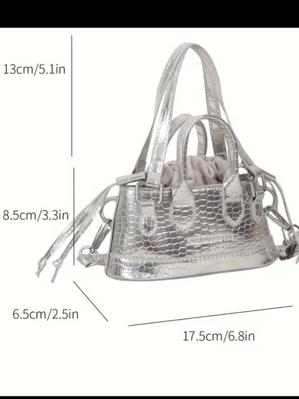 Affordable Fashion Finds Metallic Gold Croc-Embossed Mini Satchel - Picture 5 of 5